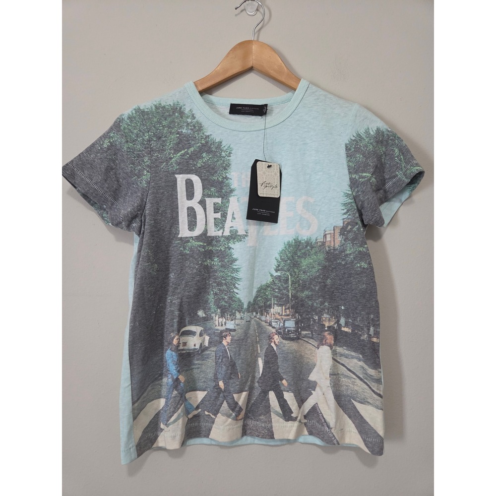 Junk Food Free People The Beatles Abbey Road Graphic T-Shirt Mint Green XS NEW